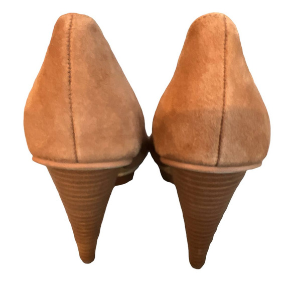 Pilar Abril Suede Peep Toe Platform Pump in Golden Brown, Size 37-Spain US 7 - Picture 4 of 8